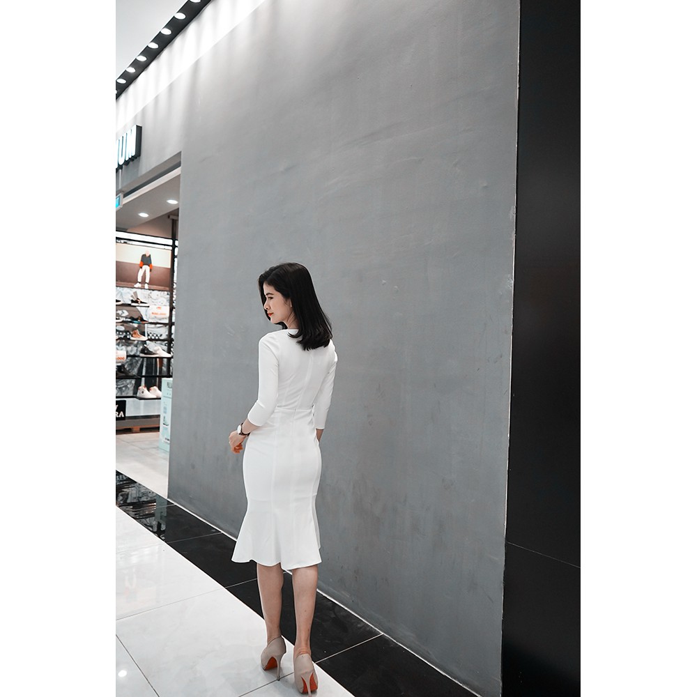 Đầm ôm body đuôi cá cổ thuyền tay lỡ TF 899