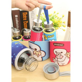 Bình Nước Thủy Tinh Bọc Vải Độc Đáo Doremon