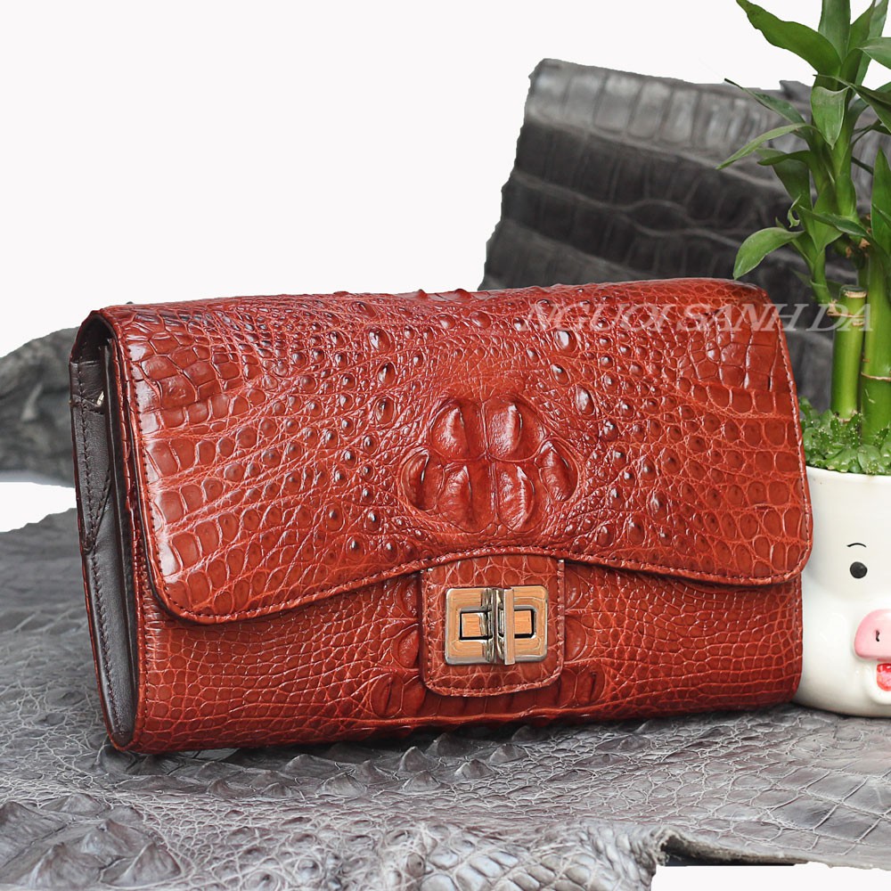 Túi nữ da cá sấu chính hãng NGƯỜI SÀNH DA  -Hàng tận xưởng, tặng kèm nước đánh bóng