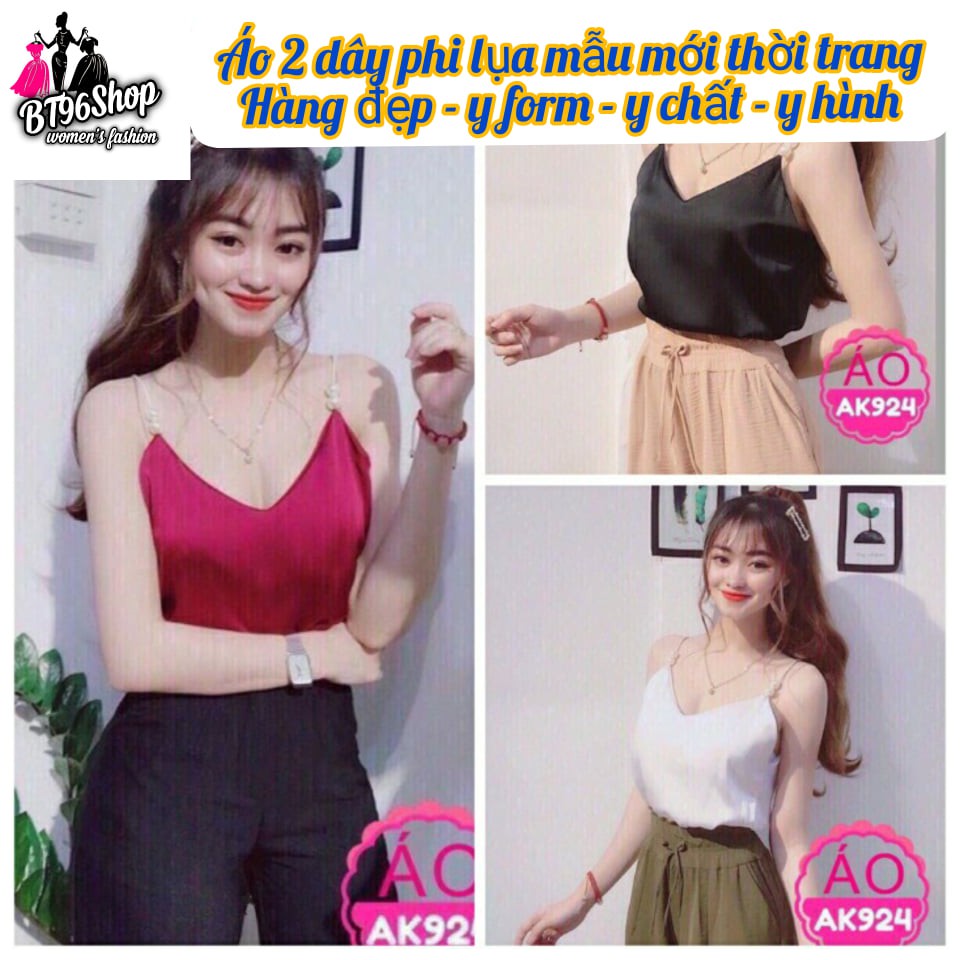 Áo 2 Dây Phi Lụa Bóng Mẫu Mới-Áo Kiểu Nữ -Hàng Có Sẵn