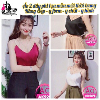 Áo 2 Dây Phi Lụa Bóng Mẫu Mới-Áo Kiểu Nữ -Hàng Có Sẵn