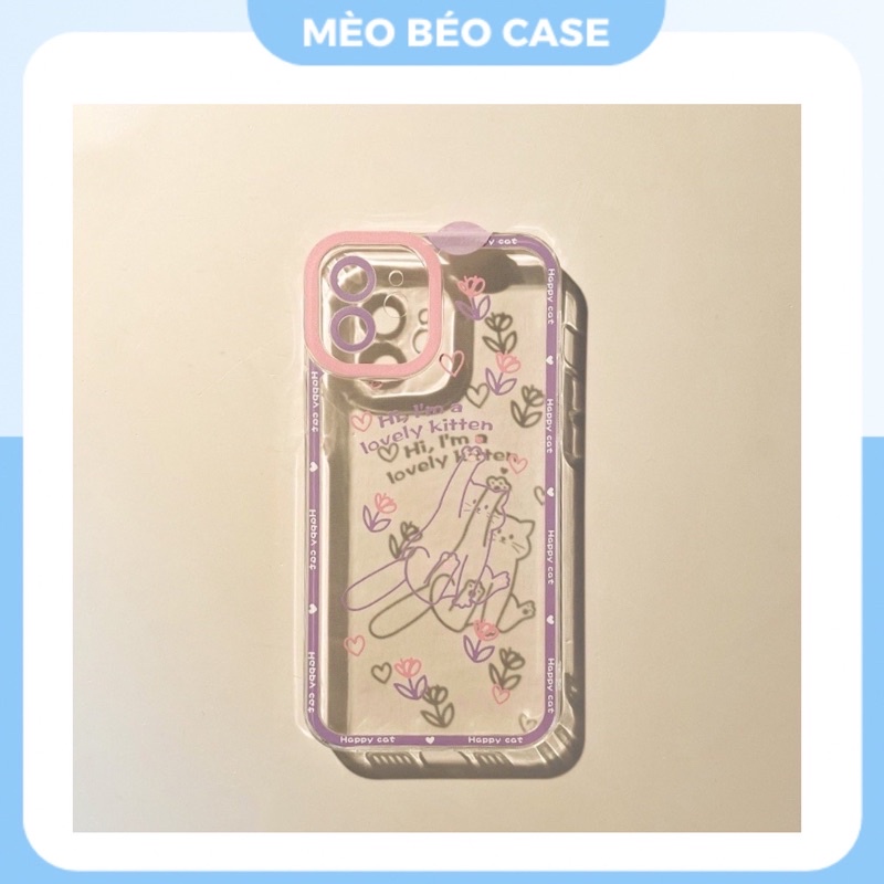 (SIÊU RẺ) Ốp lưng iphone bảo vệ cam viền tím mèo lovely kitten 7plus/8/8plus/x/xr/xs/11/12/13/pro/max/plus/promax