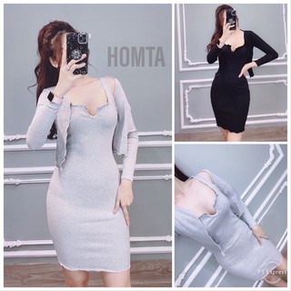 Set Đầm Body Kèm Áo Khoác