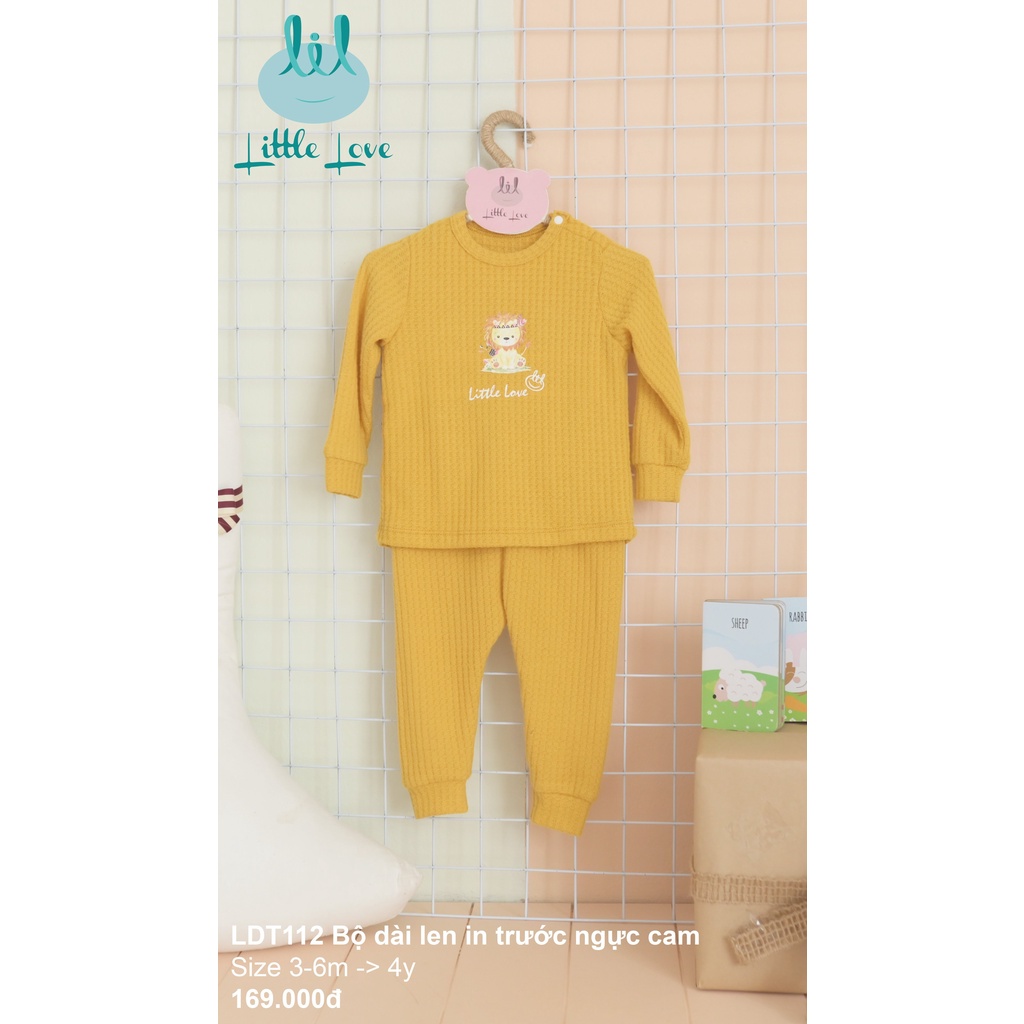 Bộ quần áo dài tay len in trước ngực cho trẻ từ 6m đến 4y little love