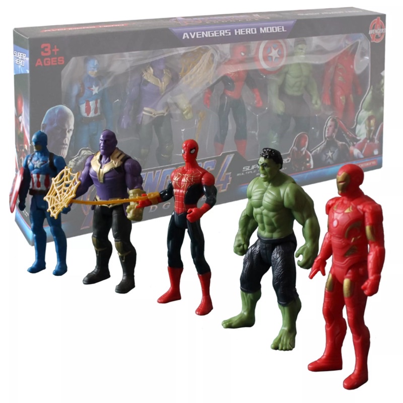 Set 5 Mô Hình Siêu Anh Hùng Avengers 12cm 15cm 17cm [2105 - 2155 - 2165] HULK THANOS SPIDER MAN CAPTAIN AMERICA IRON MAN