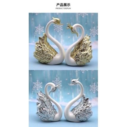 Phụ kiện Thiên nga decor mẫu móng ( set 2 con ) màu vàng - bạc