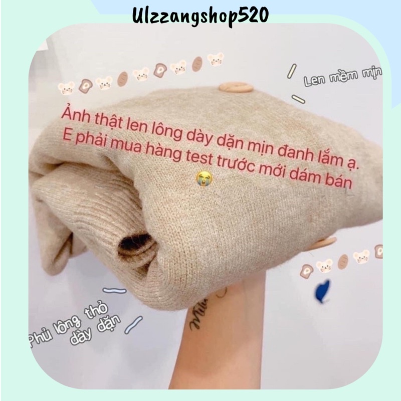 Áo cadigan len lông thỏ mềm 4 màu đen nâu ghi be free size kiểu Hàn Quốc Ulzzangshop520