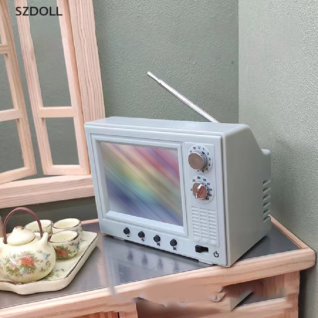 1:12 Doll house Mini playable TV USB charging toy ornament simulation toy  DOM
