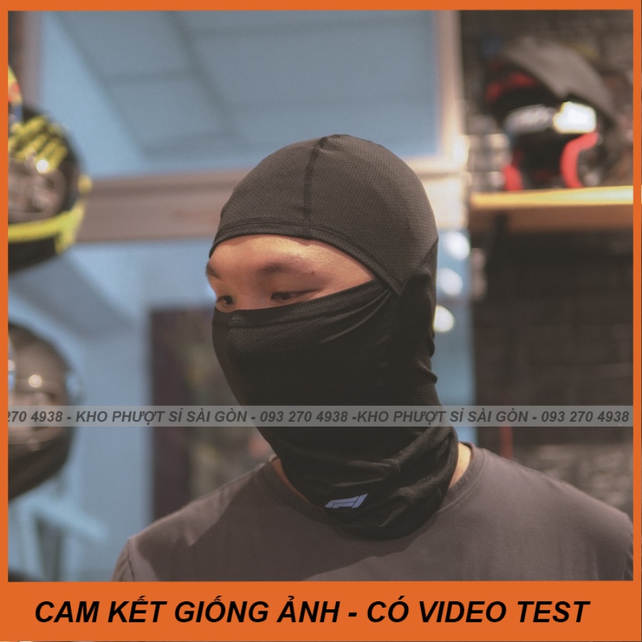 Khăn mũ trùm đầu vải Ninja phiên bản cao cấp Swat F1 full đen đội nón bảo hiểm fullface