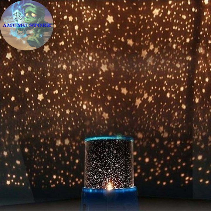 Đèn ngủ chiếu sao 4 bóng LED hình trụ chiếu sáng hình trời sao