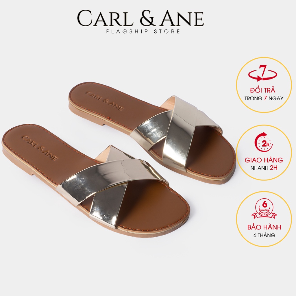 [Mã WABRT250 giảm 10% đơn 250K] Carl &amp; Ane - Dép nữ thời trang quai chéo chữ X màu đồng - DC004