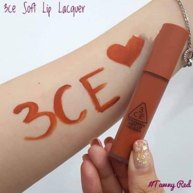 Son kem 3CE SOFT LIP LACQUER - Tawny Red. | Thế Giới Skin Care