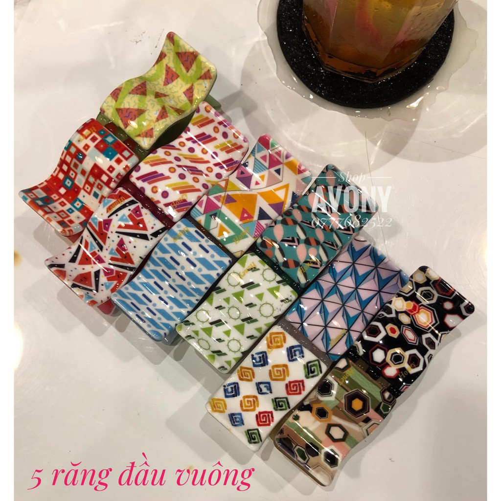 BẤU TÓC - KẸP TÓC CÀNG CUA 3 - 5 RĂNG HONEY HOA VĂN HOẠ TIẾT