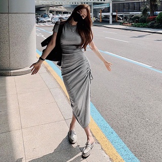 Đầm body dây rút xẻ hông