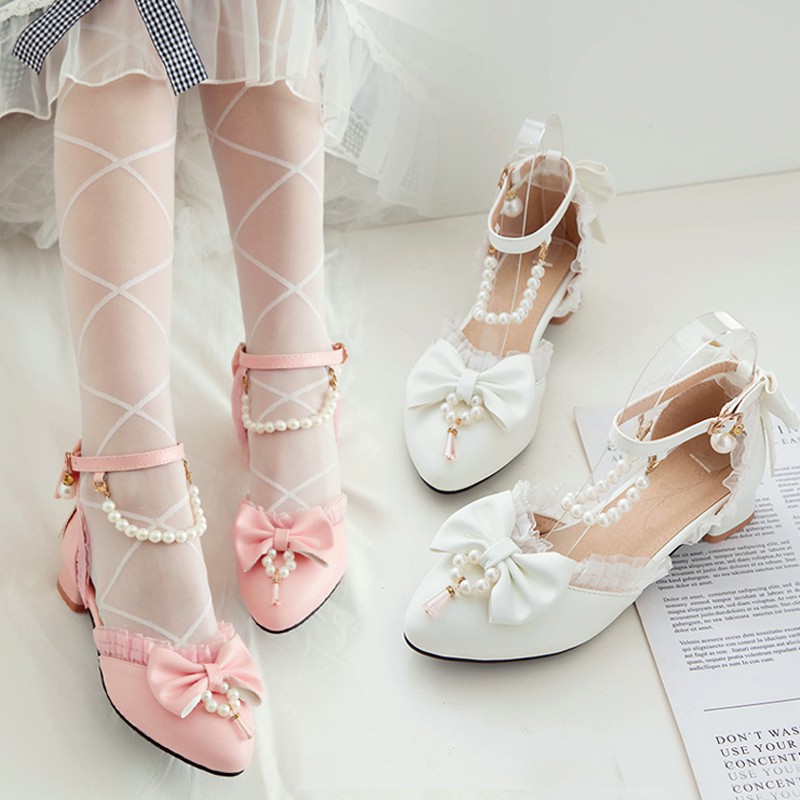 Có ảnh thật- Giày cao gót lolita công chúa ngọt ngào