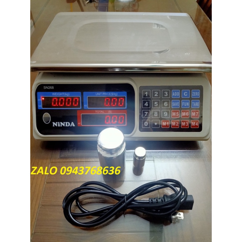 Cân Điện Tử Tính Tiền 30kg NINDA SN268, Hiển Thị 2 Mặt Đồng Hồ Trước Sau Tiện Lợi