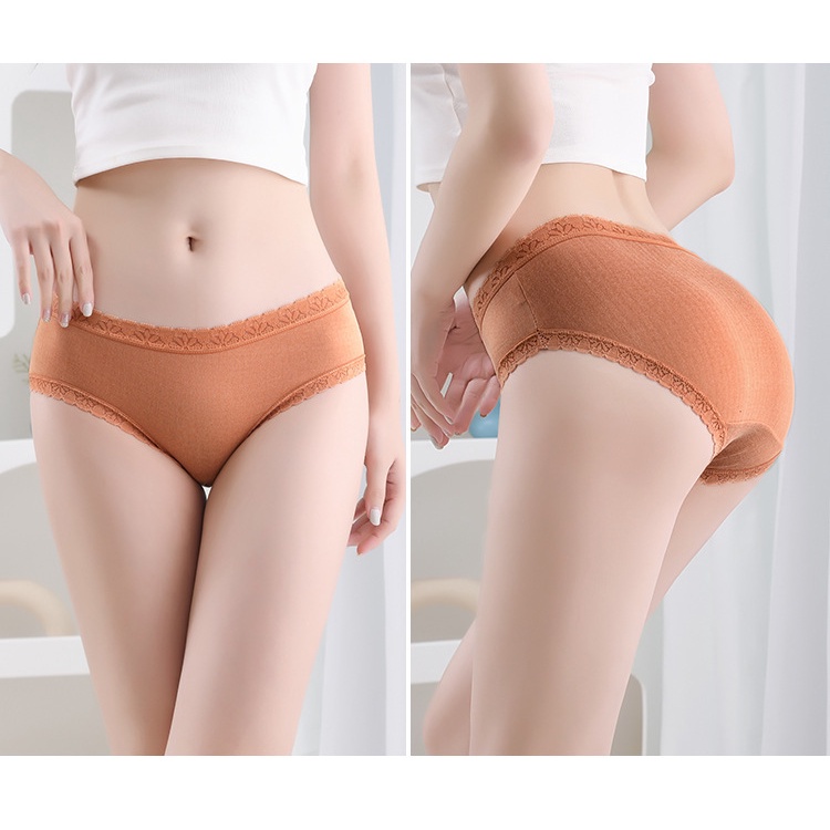 Quần Lót Cotton Màu Trơn Lưng Vừa Dễ Thương Cho Nữ