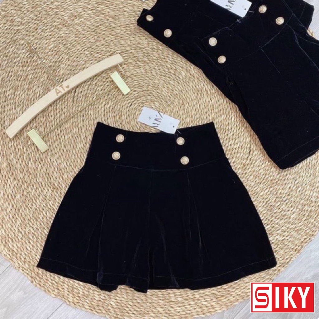 Quần short nữ chất liệu nhung cao cấp, thiết kế cạp cao phối 4 khuy - SLIKY SN11
