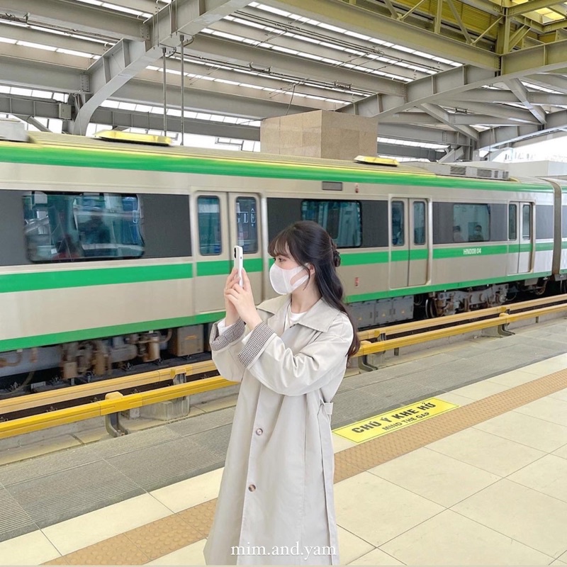 Áo Trenchcoat phối tay kẻ