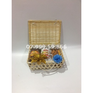 Hộp quà tết mây tre đan 28x21 cao 10