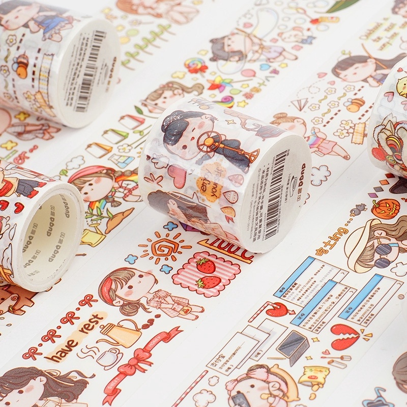 Chiết Washi Tape họa tiết em bé Mochi đáng yêu trang trí sổ tay, Chiết chu kỳ băng dán trang trí Small Mochi xinh xắn