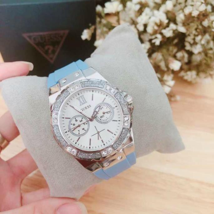 Đồng hồ Guess nữ dây silicon, viền đính kim cương, hàng full box, thẻ bảo hành 12 tháng - SUPPER SPORT