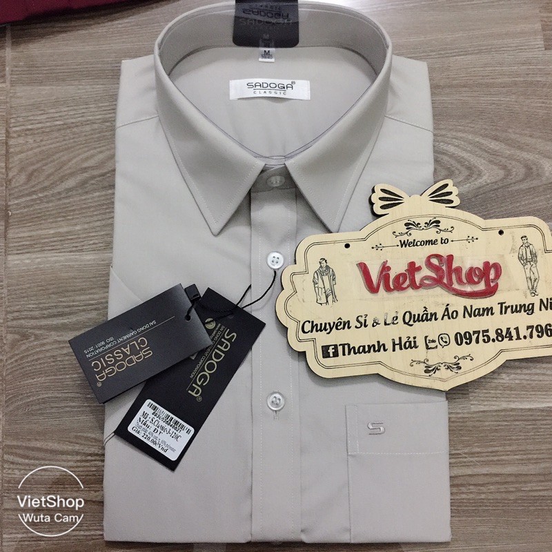 Áo sơ mi ngắn tay nam trung niên hàng công ty SADOGA+ẢNH THẬt