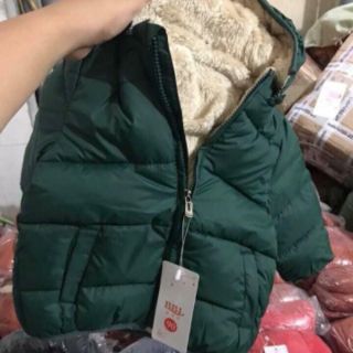 Áo khoác phao lót lông cừu cho bé