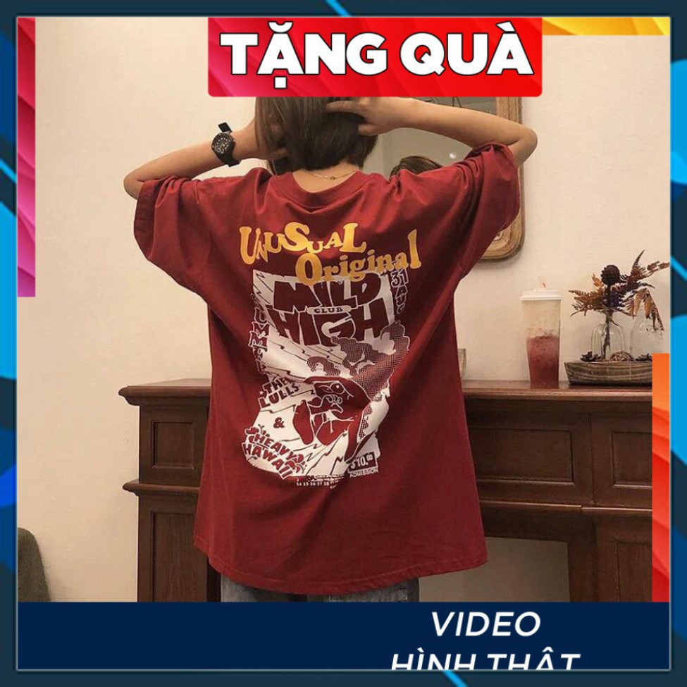 Áo thun tay lỡ freesize phông form rộng Unisex, mặc lớp, nhóm, cặp in chữ màu đỏ đô | BigBuy360 - bigbuy360.vn