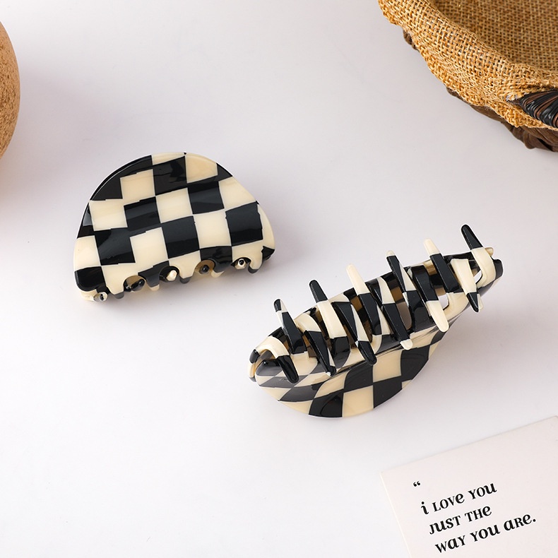 (0413) Cặp Tóc Caro Vòm Cá Tính Phong Cách