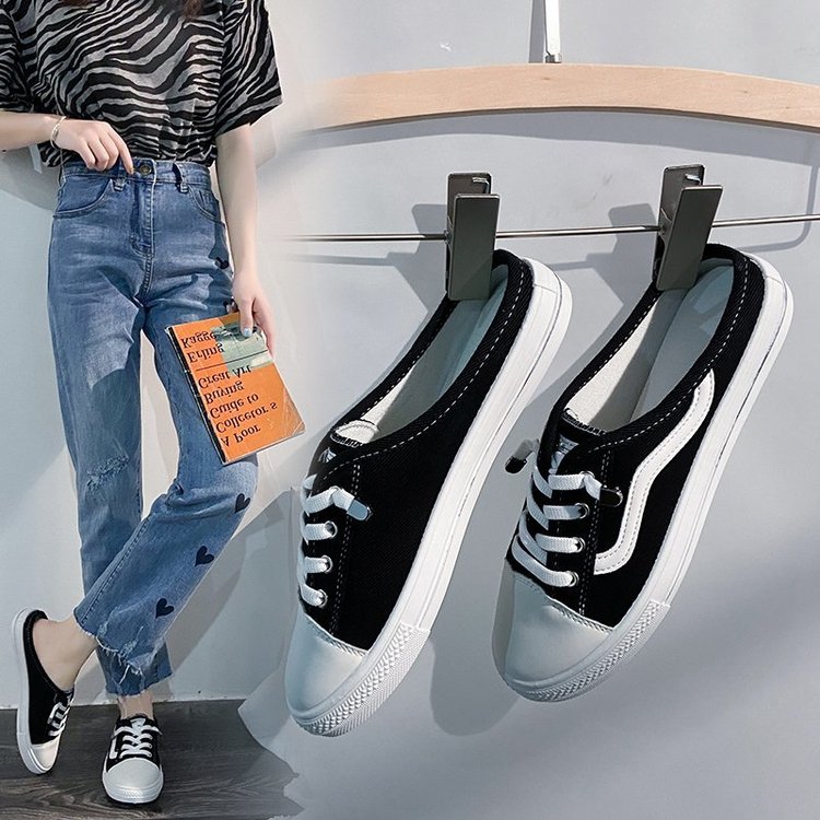 Dép Vải Canvas Đế Bằng Phối Ren Xinh Xắn Thời Trang Cho Nữ | BigBuy360 - bigbuy360.vn