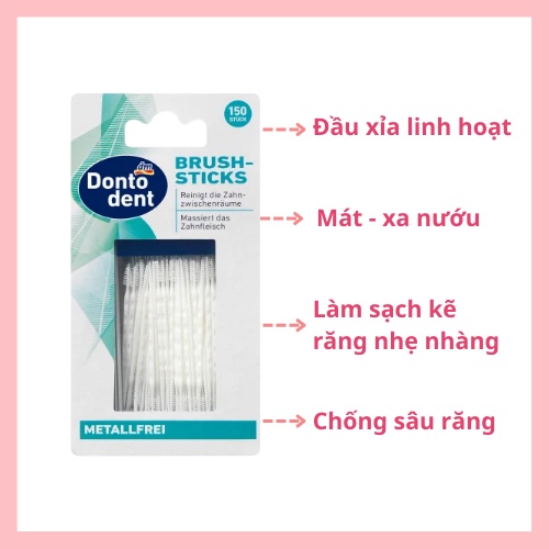 Tăm xỉa răng nha khoa Dontodent Brush Sticks 150 chiếc, nội địa Đức - Shop Mecici