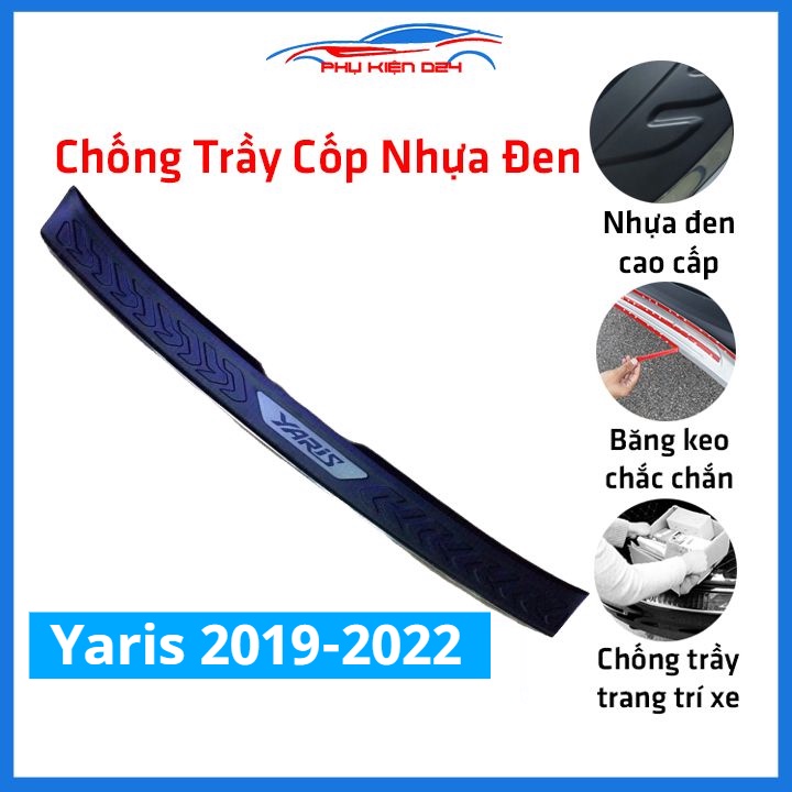 Ốp chống trầy cốp ngoài nhựa đen Yaris 2019-2020-2021-2022 dán cốp sau chống xước trang trí xe