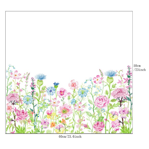 Decal Dán Kính Cao Cấp - Chân Kính Hoa sắc màu nhạt ( 60x58cm )