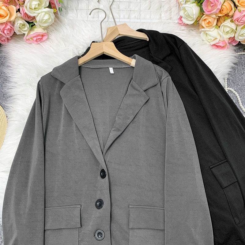 Áo blazer dài tay phong cách cổ điển cỡ lớn giản dị thời trang dành cho nữ
