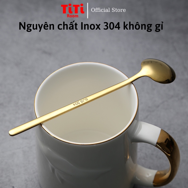 Thìa inox mạ vàng pha cà phê cao cấp sang chảnh Hàn Quốc Muỗng pha trà dễ thương TiTi Room