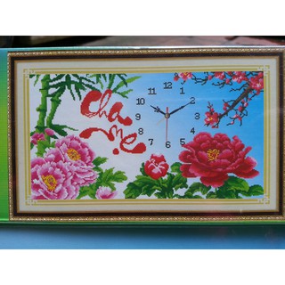 Tranh đính đá đồng hồ cha mẹ H769