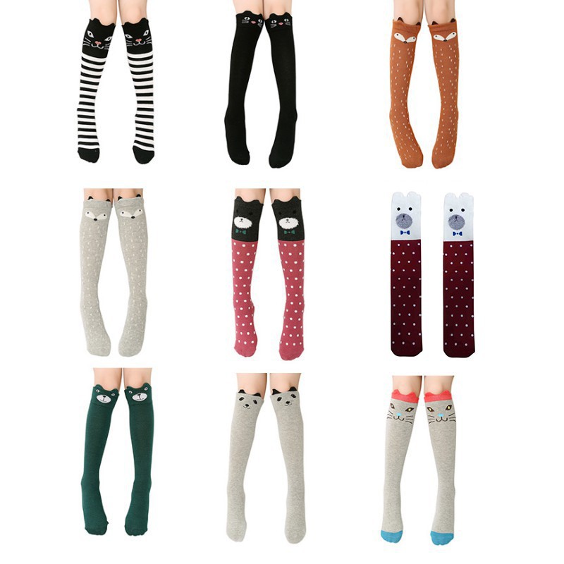 Vớ cotton cao cổ họa tiết dễ thương cho bé