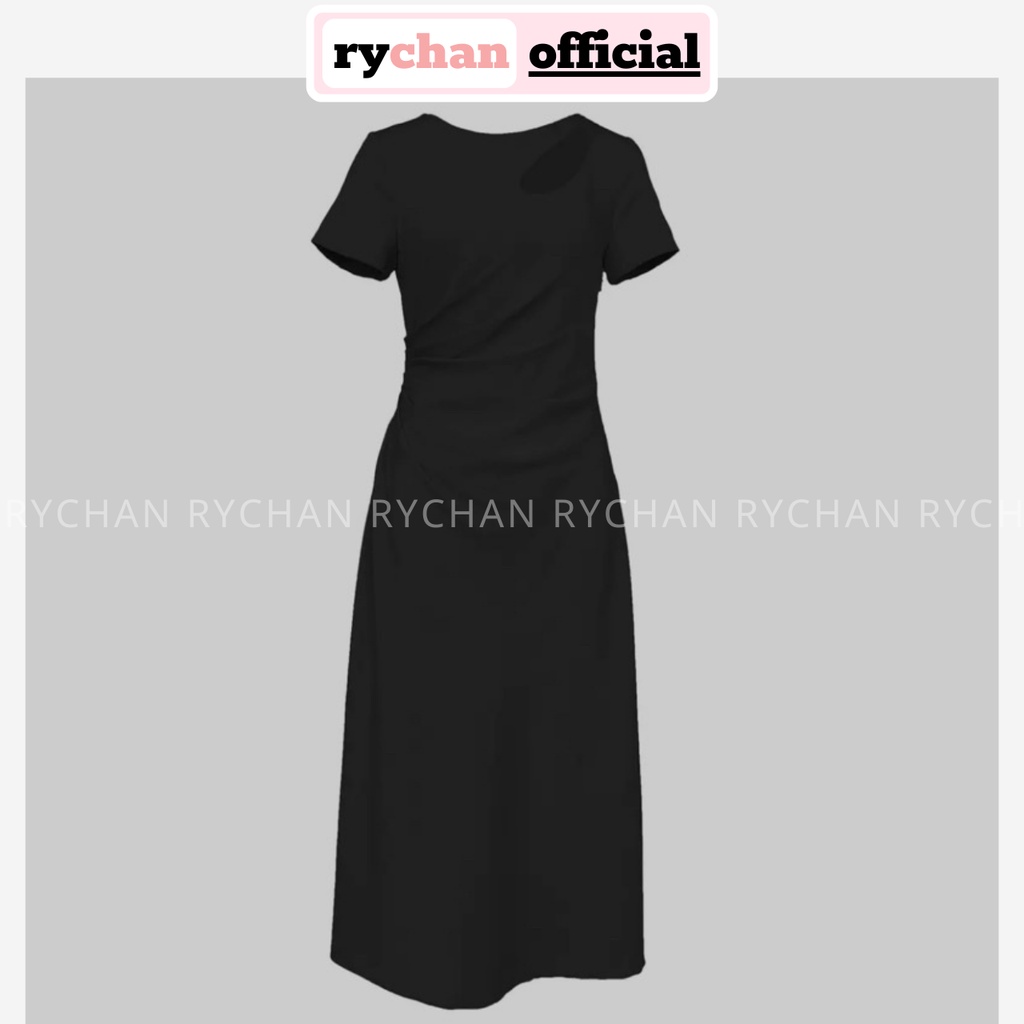 Đầm Nữ Dạo Phố Vai Tay Ngắn Nhún Eo Tôn Dáng, Đầm Nữ Xinh Của Hotgirl Cực Kì Màu Đen - DX9866