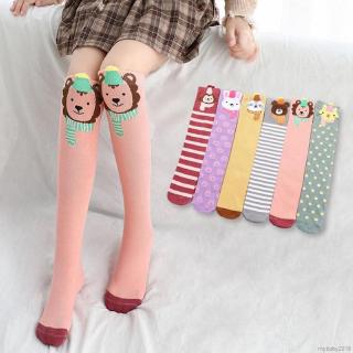 Vớ Cotton Thoáng Khí Dài Ngang Gối In Họa Tiết Hoạt Hình Dễ Thương Cho Bé Gái