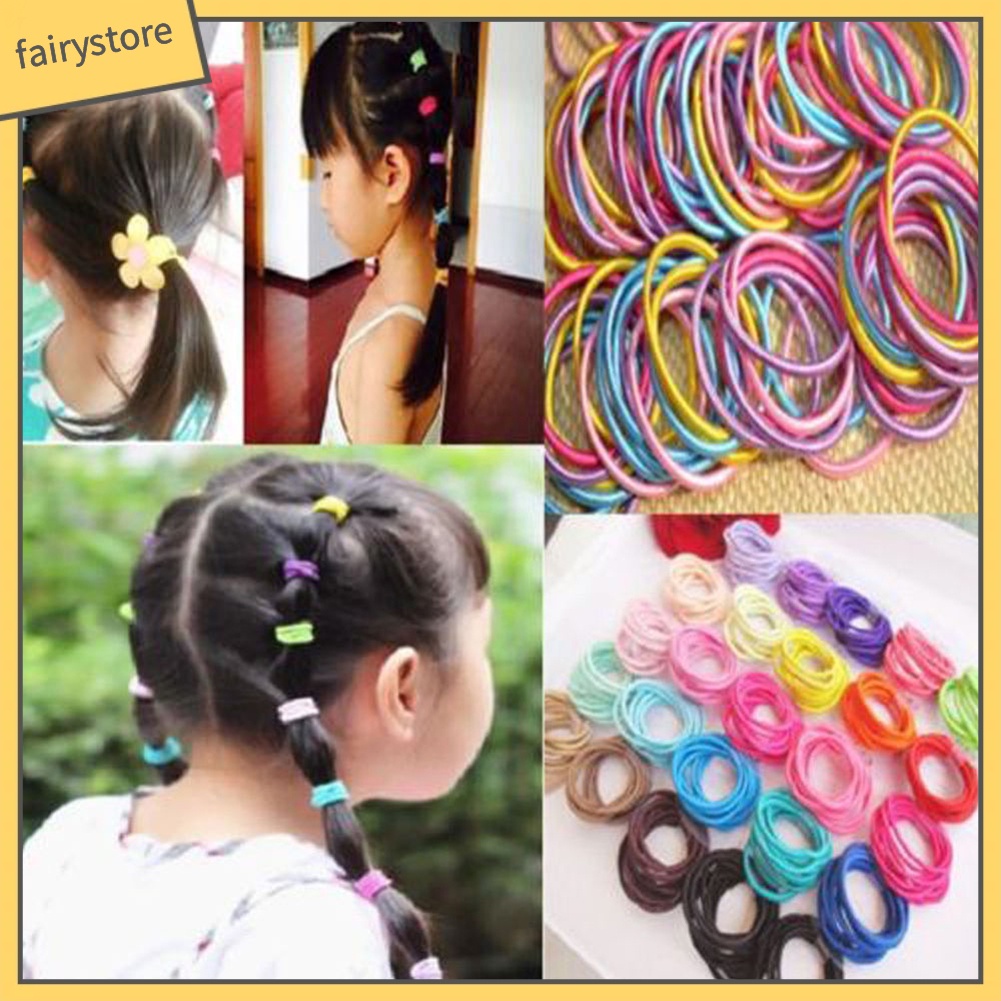 Set 100 Dây Buộc Tóc Co Giãn Nhiều Màu Thời Trang Cho Nữ