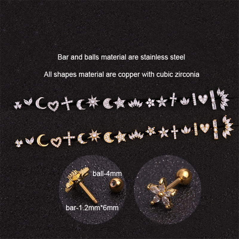 Khuyên tai đinh tán helix xỏ sụn tai bằng thép không gỉ hình ốc vít