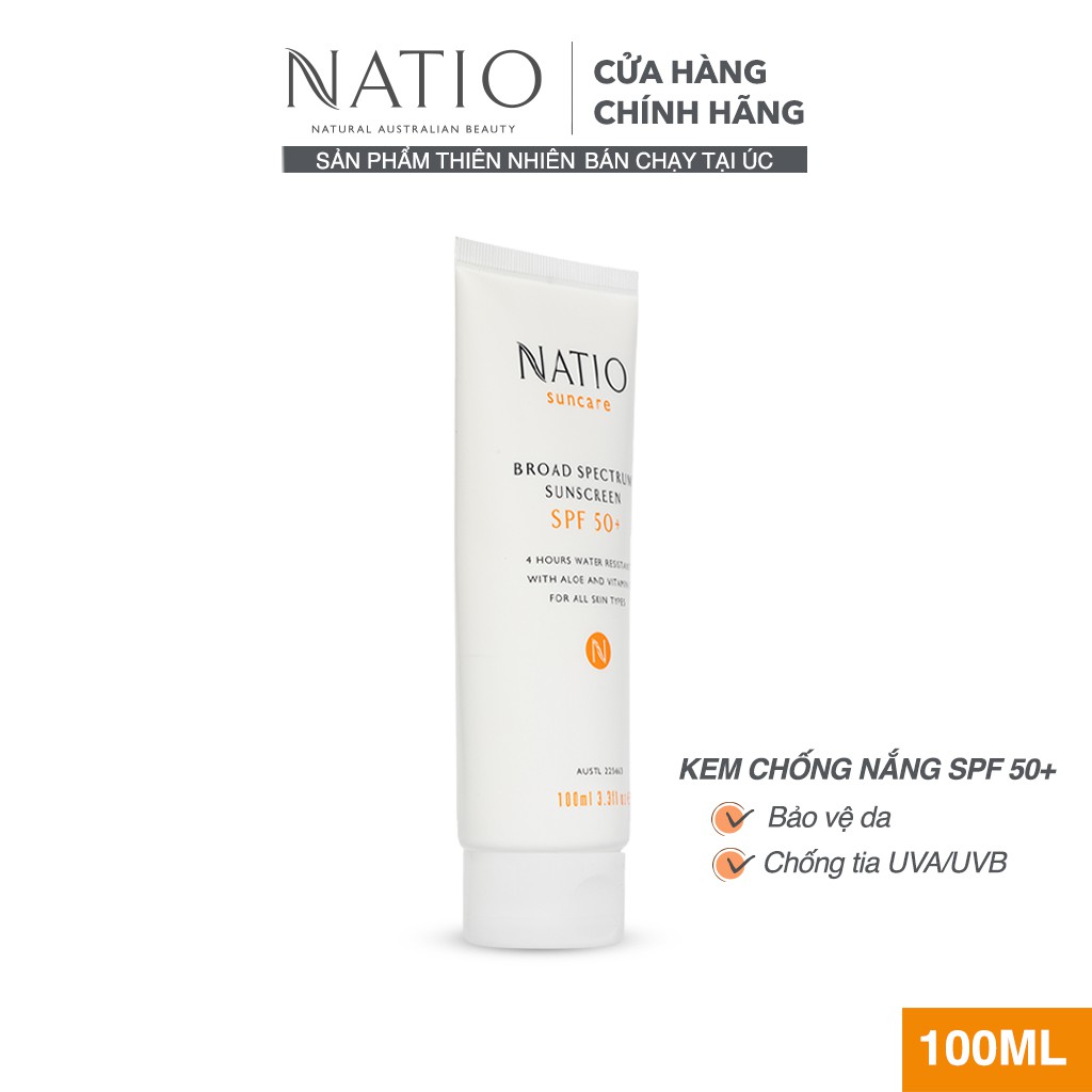 Kem Chống Nắng Natio Broad Spectrum Sunscreen SPF 50+ 100ml