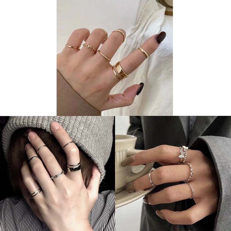 Set 4/7 Nhẫn Đeo Khớp Ngón Tay Thời Trang Cho Nữ
