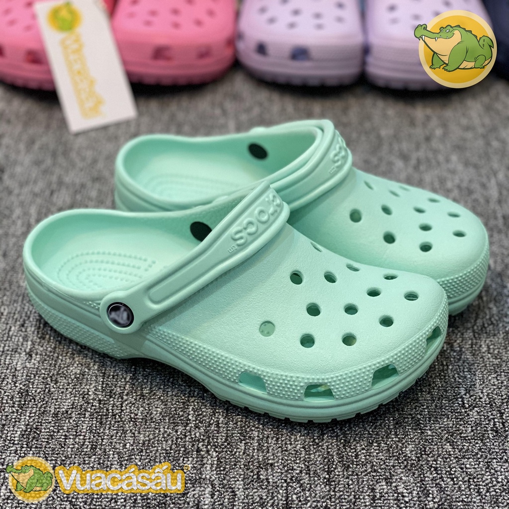 Dép CROCS CLASSIC CLOG Nam Nữ màu Xanh Bạc Hà, Siêu Mềm Nhẹ và Êm Ái, chống trơn trượt, đi mưa - Vua Cá Sấu