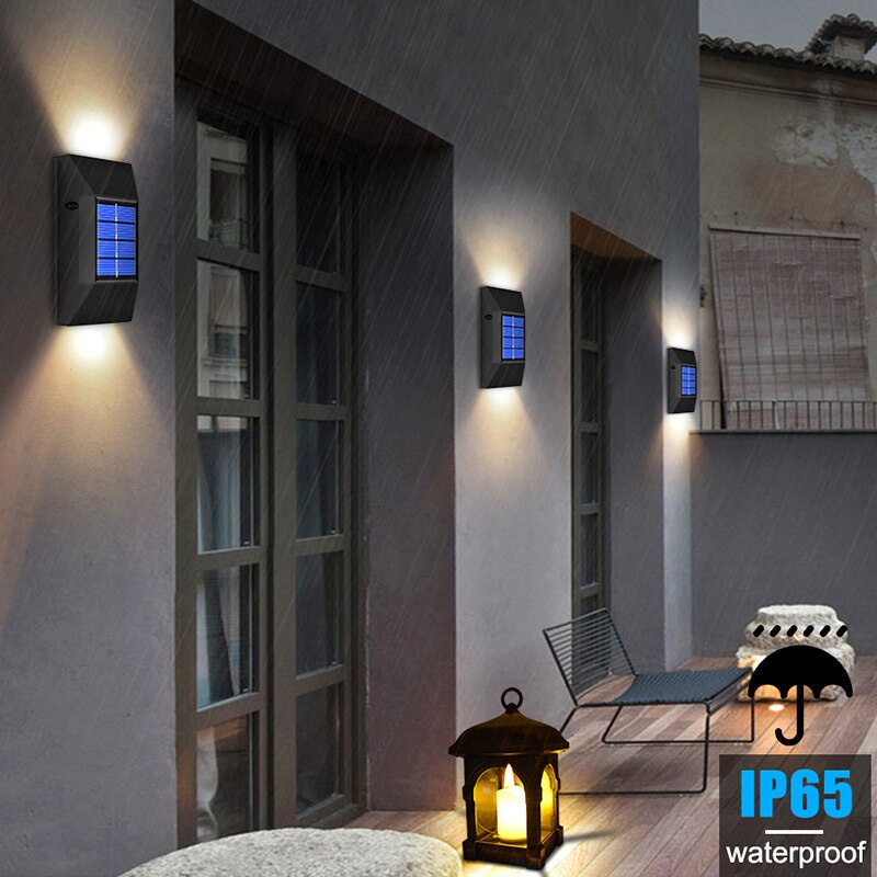 Đèn Led 6 Bóng Năng Lượng Mặt Trời Chống Thấm Nước Gắn Tường Ngoài Trời