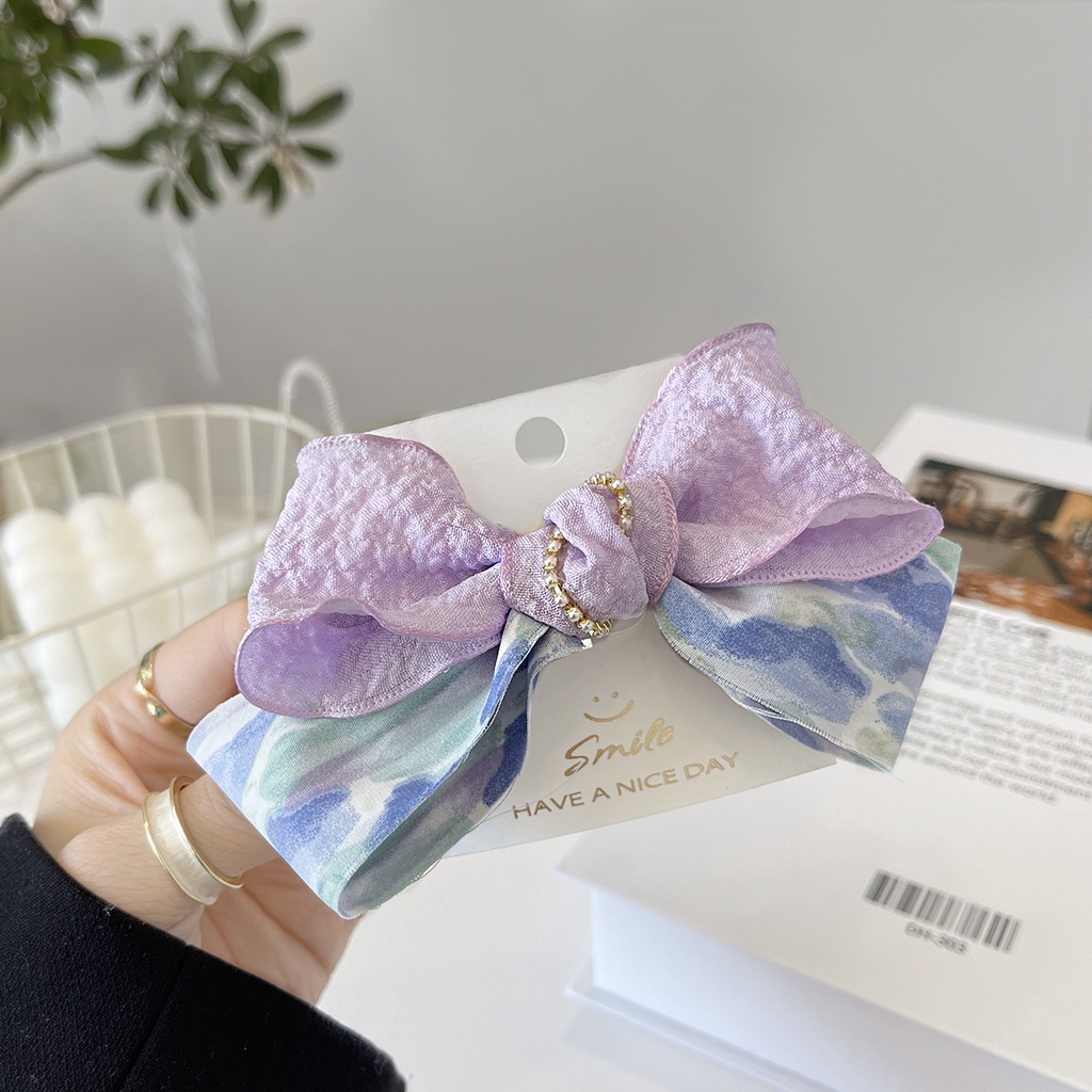 Kẹp Tóc Nơ Đính Đá Cao Cấp Nhiều Màu