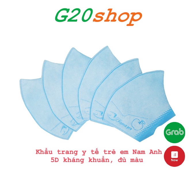 Hộp 10 cái khẩu trang y tế 5D, kháng khuẩn, Nam Anh, Đủ loại Đủ Màu cho Trẻ Em