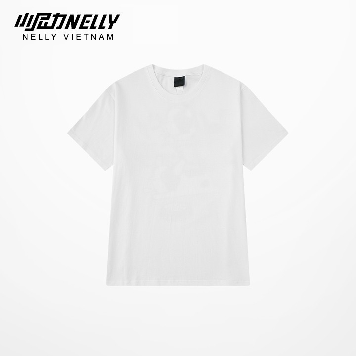 Áo thun tay lỡ NELLY cotton 4 chiều dáng unisex màu trắng trơn mã N0126