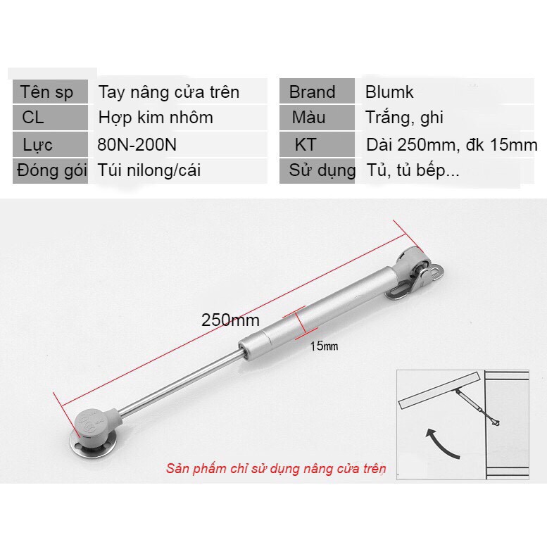 Tay thủy lực HAFELE 80N, 100N, 120N, 150N pitton nâng cánh lật của tủ bếp, tủ áo